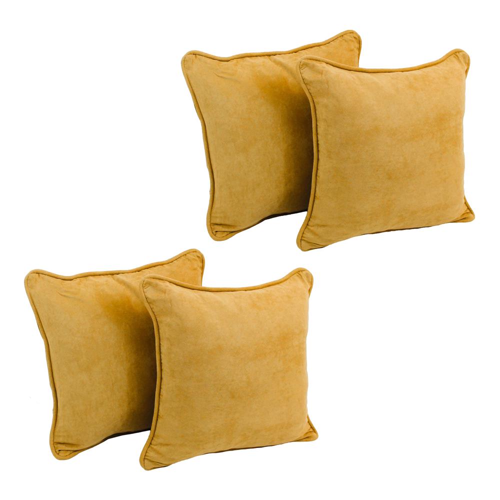 18-inch Double-corded Solid Microsuede Square Throw Pillows with Inserts (Set of 4) 9810-CD-S4-MS-LM. Picture 1