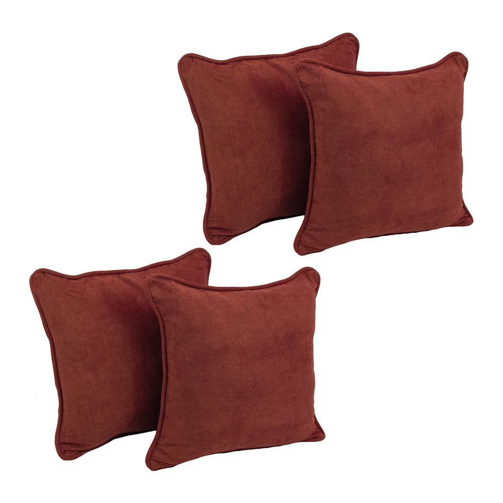 18-inch Double-corded Solid Microsuede Square Throw Pillows with Inserts (Set of 4) 9810-CD-S4-MS-RW. Picture 1