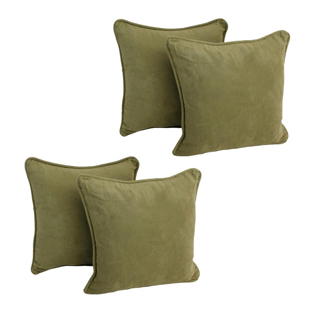 18-inch Double-corded Solid Microsuede Square Throw Pillows with Inserts (Set of 4) 9810-CD-S4-MS-SG. Picture 1