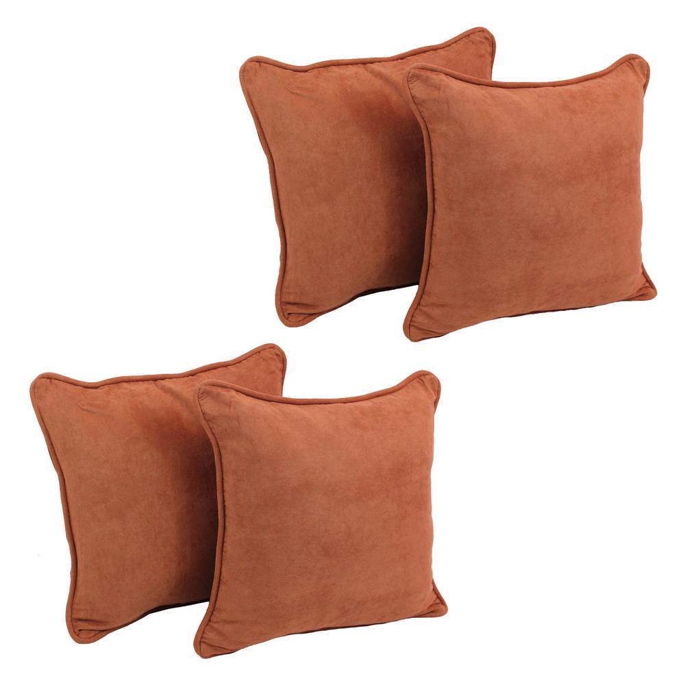 18-inch Double-corded Solid Microsuede Square Throw Pillows with Inserts (Set of 4) 9810-CD-S4-MS-SP. Picture 1