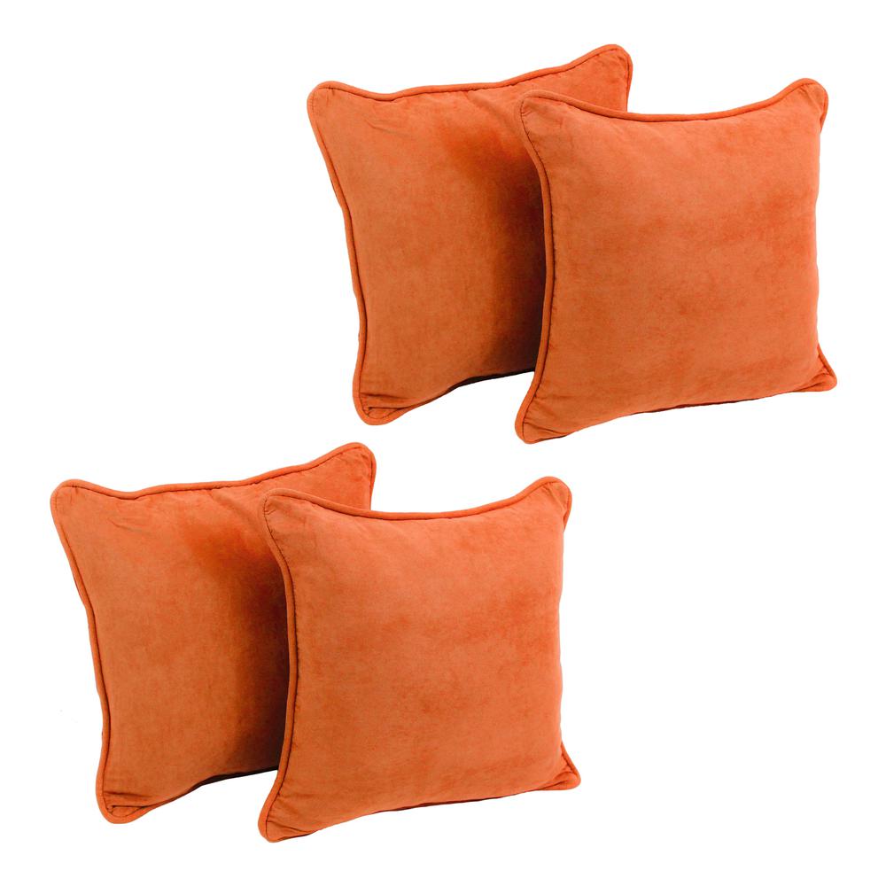 18-inch Double-corded Solid Microsuede Square Throw Pillows with Inserts (Set of 4) 9810-CD-S4-MS-TD. Picture 1