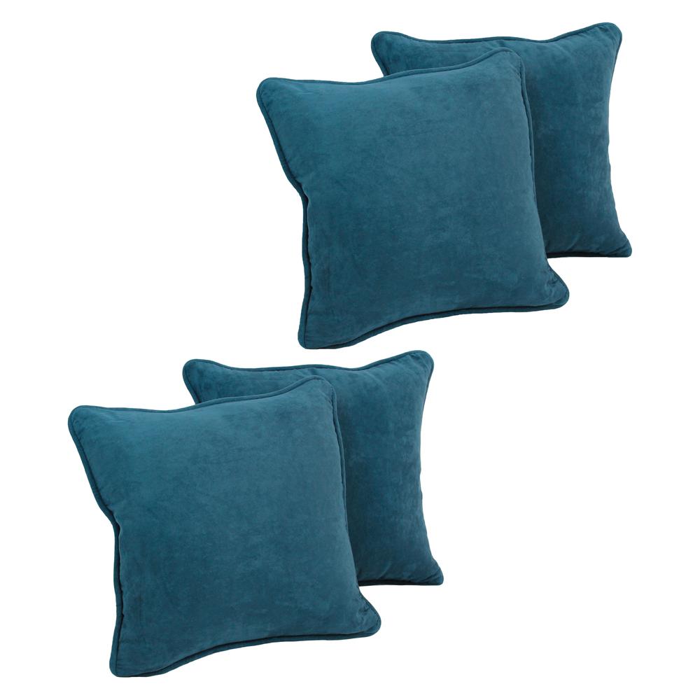 18-inch Double-corded Solid Microsuede Square Throw Pillows with Inserts (Set of 4) 9810-CD-S4-MS-TL. Picture 1