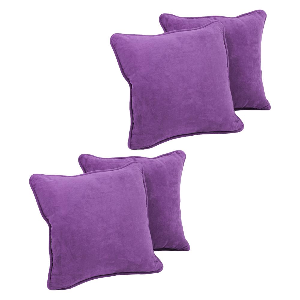 18-inch Double-corded Solid Microsuede Square Throw Pillows with Inserts (Set of 4) 9810-CD-S4-MS-UV. Picture 1
