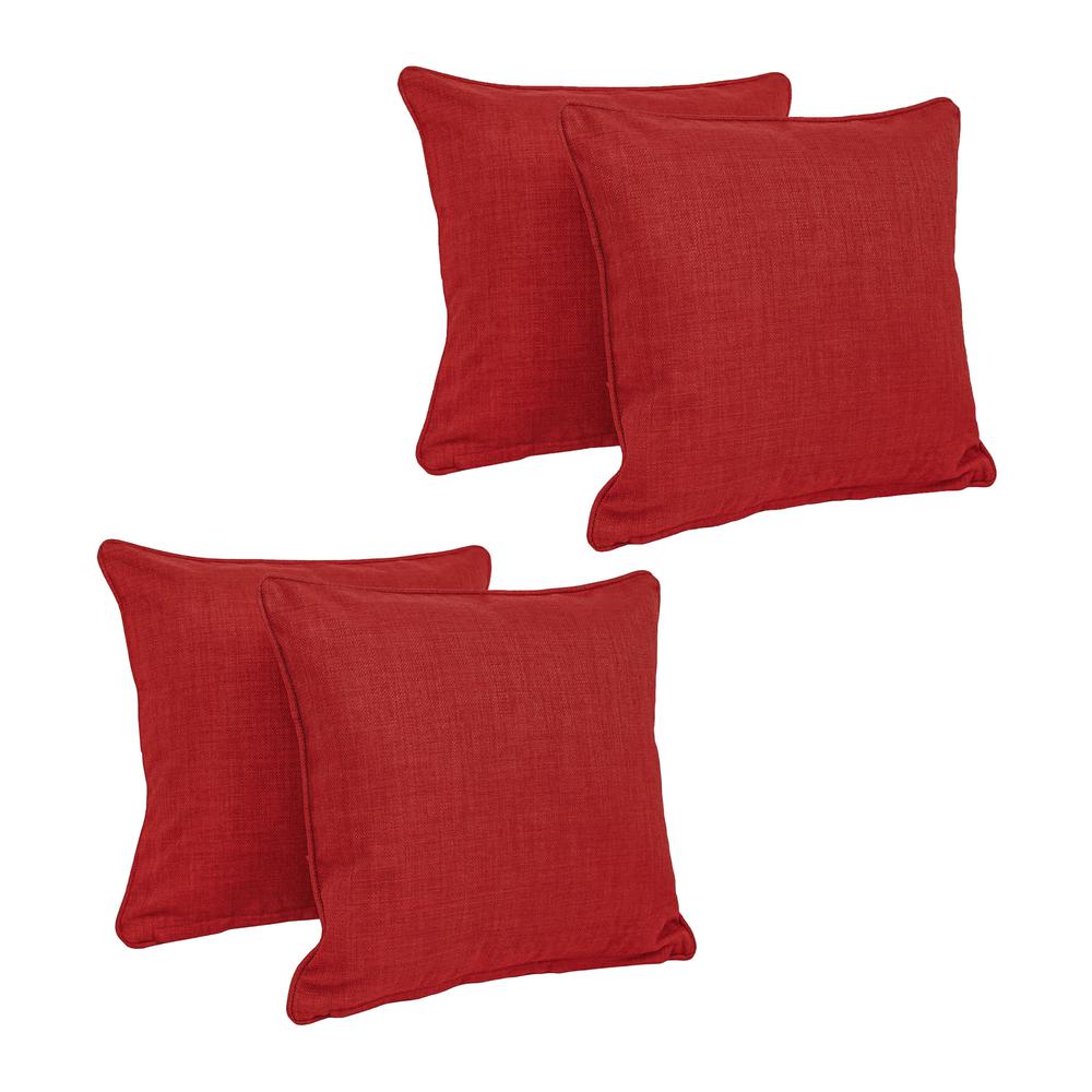18-inch Double-corded Solid Outdoor Spun Polyester Square Throw Pillows with Inserts (Set of 4)  9810-CD-S4-REO-SOL-04. Picture 1