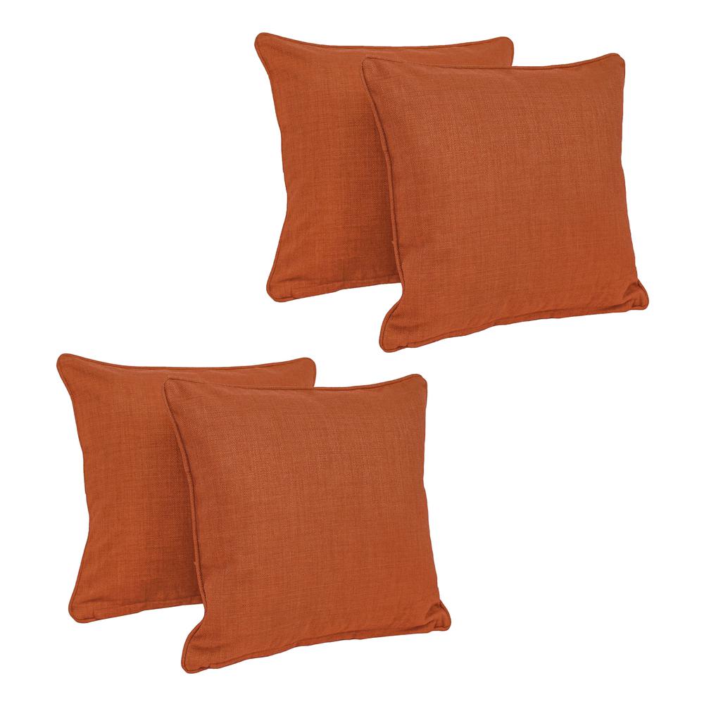 18-inch Double-corded Solid Outdoor Spun Polyester Square Throw Pillows with Inserts (Set of 4)  9810-CD-S4-REO-SOL-06. Picture 1