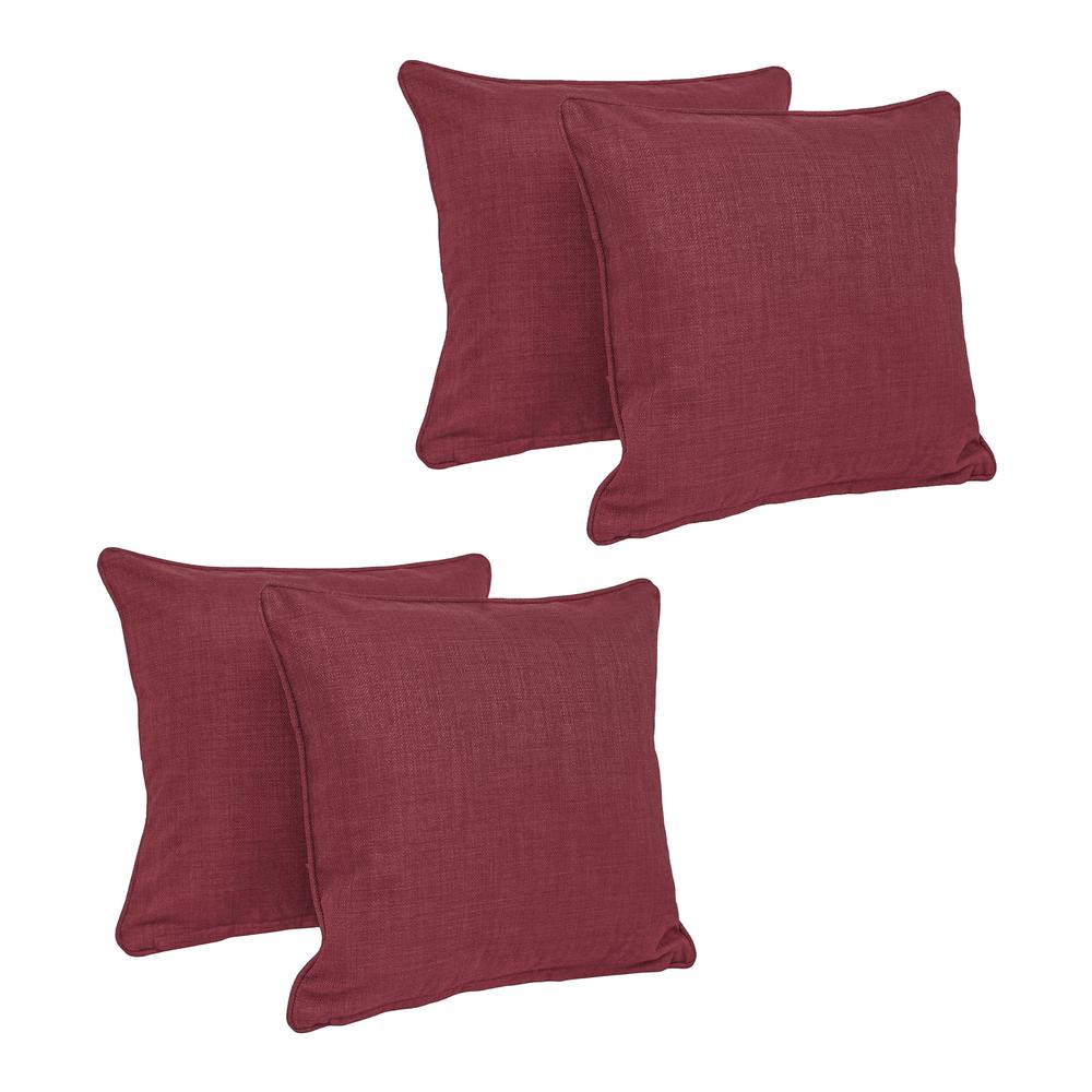 18-inch Double-corded Solid Outdoor Spun Polyester Square Throw Pillows with Inserts (Set of 4)  9810-CD-S4-REO-SOL-17. Picture 1