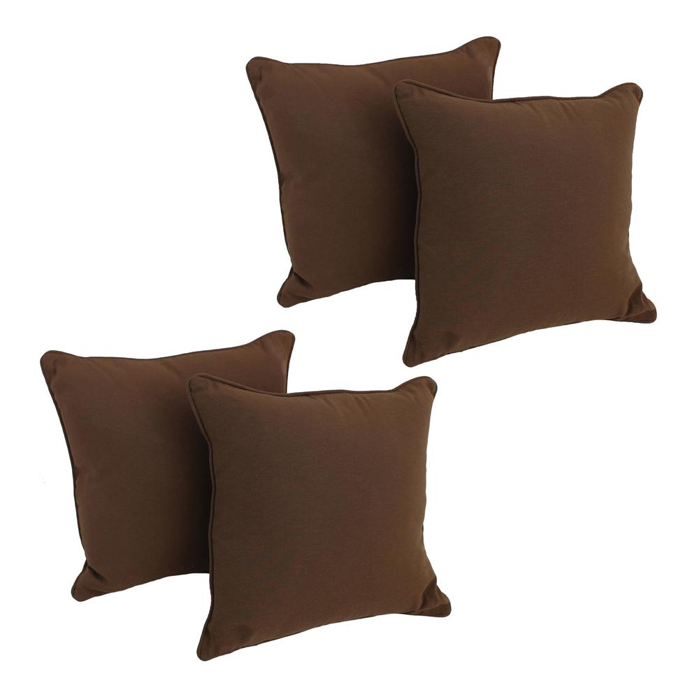 18-inch Double-corded Solid Twill Square Throw Pillows with Inserts (Set of 4)  9810-CD-S4-TW-CH. Picture 1