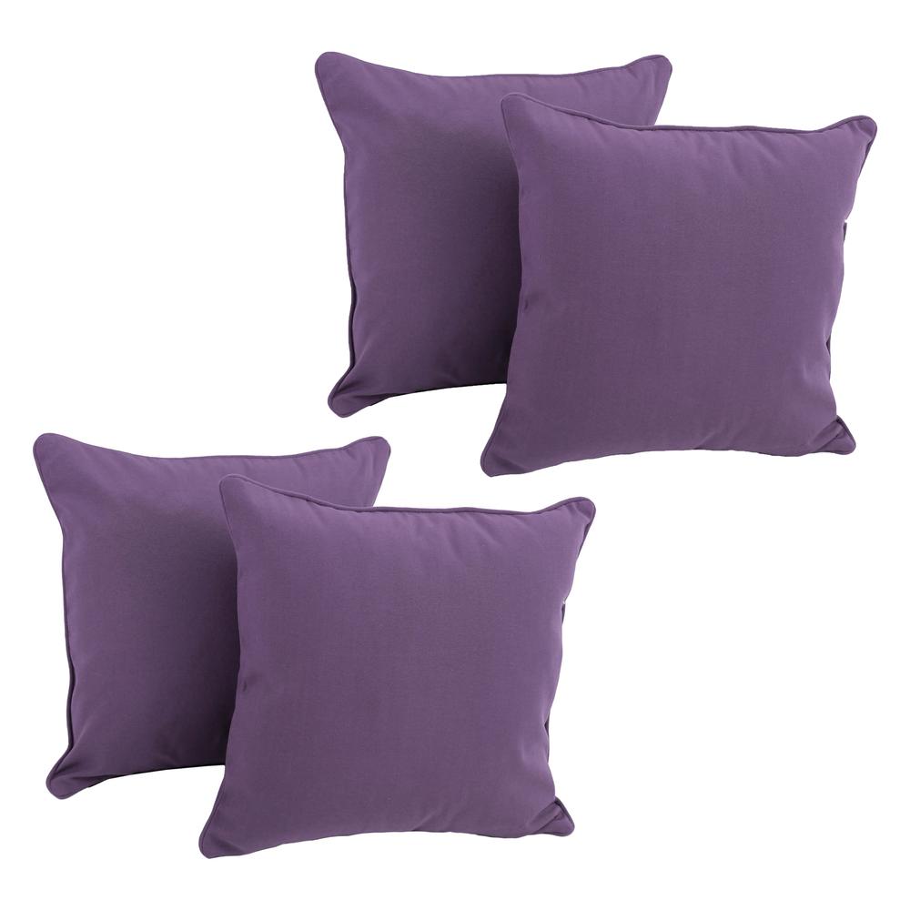 18-inch Double-corded Solid Twill Square Throw Pillows with Inserts (Set of 4)  9810-CD-S4-TW-GP. Picture 1