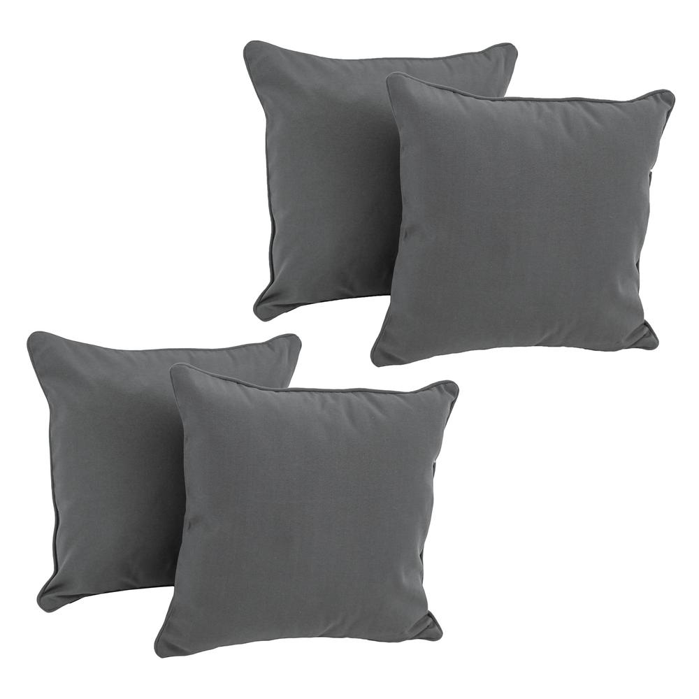 18-inch Double-corded Solid Twill Square Throw Pillows with Inserts (Set of 4)  9810-CD-S4-TW-GY. Picture 1