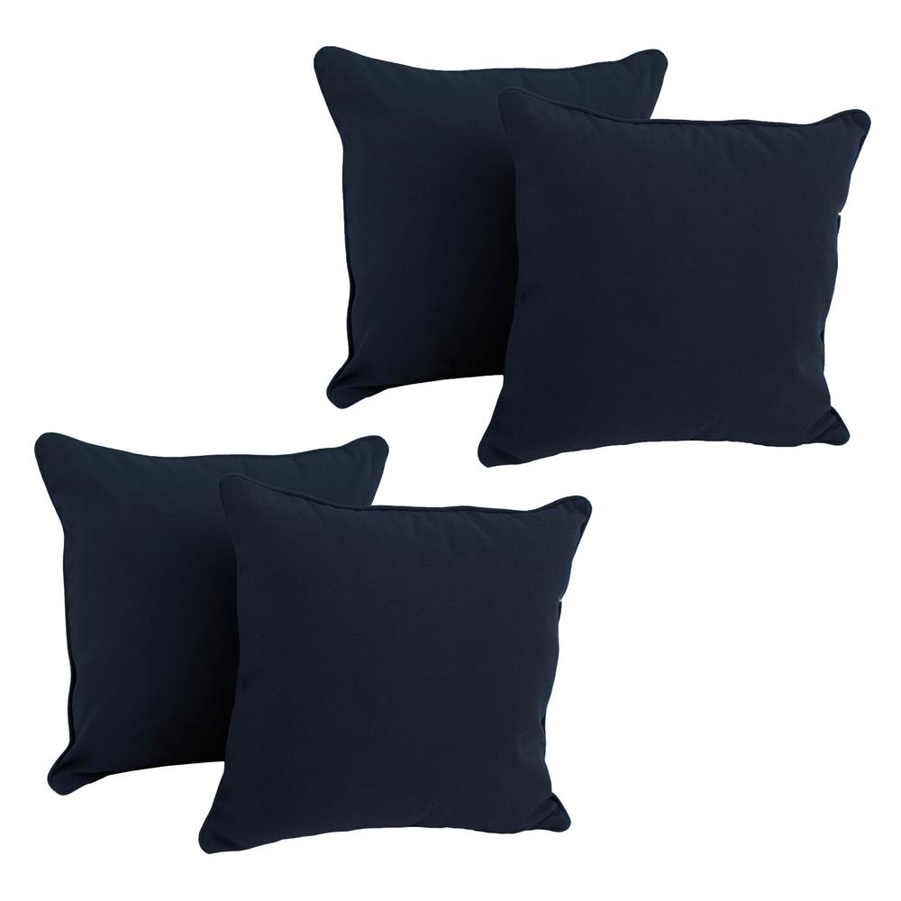 18-inch Double-corded Solid Twill Square Throw Pillows with Inserts (Set of 4)  9810-CD-S4-TW-NV. Picture 1
