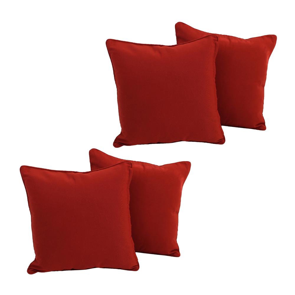 18-inch Double-corded Solid Twill Square Throw Pillows with Inserts (Set of 4)  9810-CD-S4-TW-RR. Picture 1