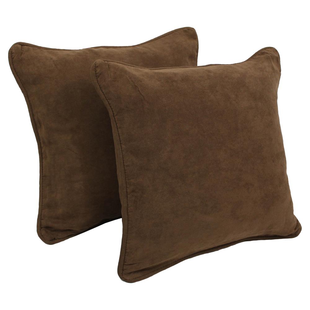 18-inch Double-corded Solid Microsuede Square Throw Pillows with Inserts (Set of 2). Picture 1