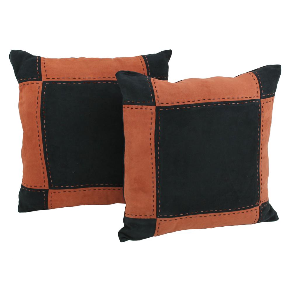 18-inch Patchwork Microsuede Square Throw Pillows (Set of 2) 9810-S2-PW-BK-SP. Picture 1