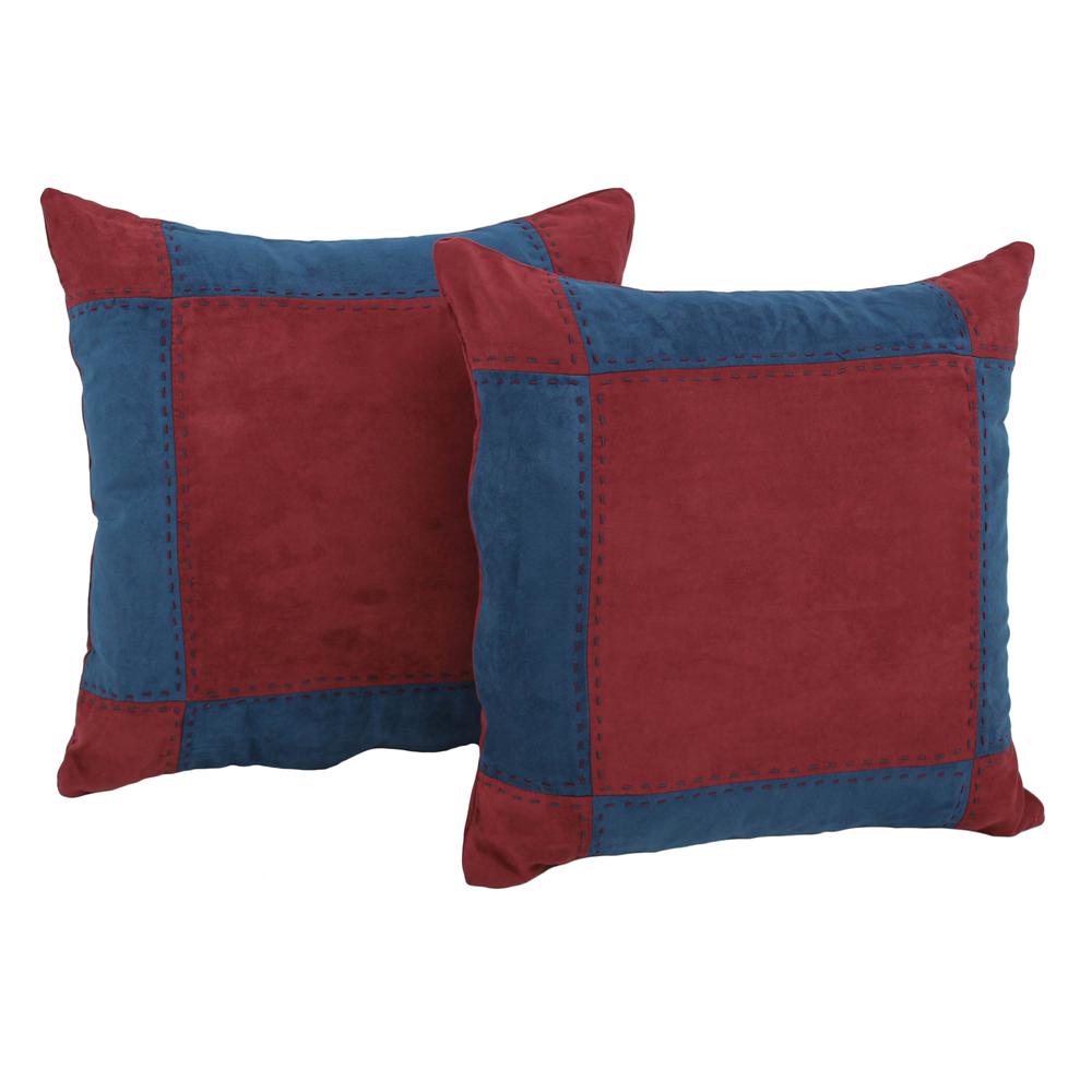 18-inch Patchwork Microsuede Square Throw Pillows (Set of 2) 9810-S2-PW-RW-IN. Picture 1