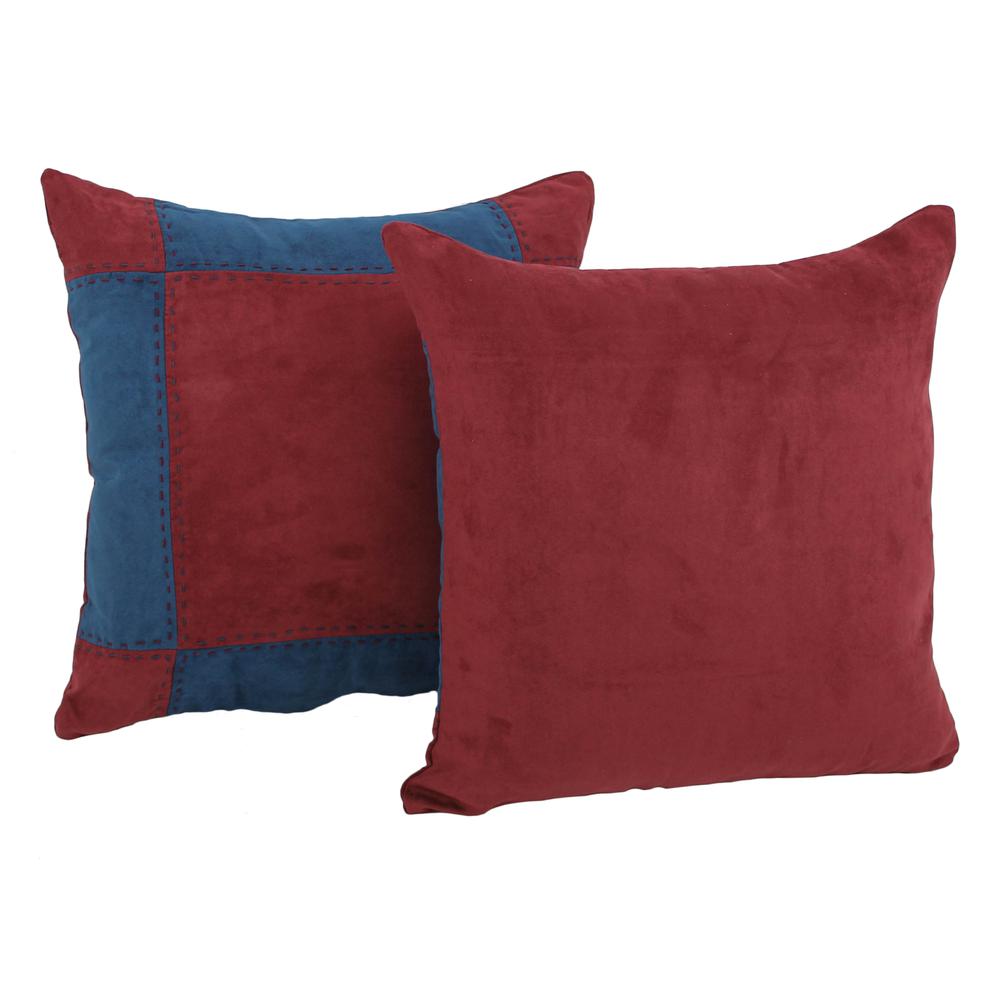 18-inch Patchwork Microsuede Square Throw Pillows (Set of 2) 9810-S2-PW-RW-IN. Picture 2
