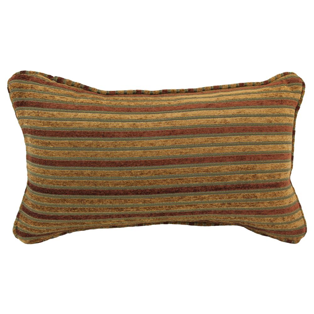 18-inch Double-corded Patterned Jacquard Chenille Rectangular Throw Pillow with Insert, Autumn Stripes. Picture 1