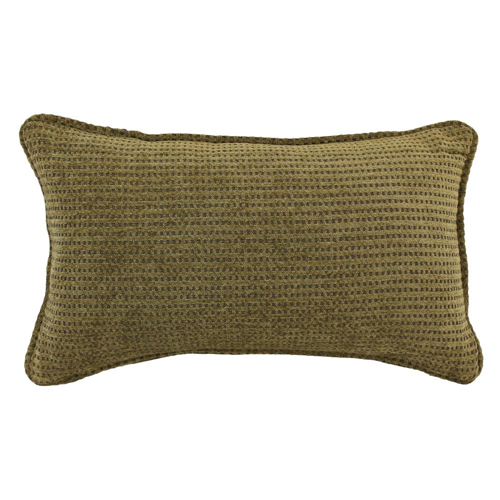 18-inch Double-corded Patterned Jacquard Chenille Rectangular Throw Pillow with Insert, Gingham Brown. Picture 1