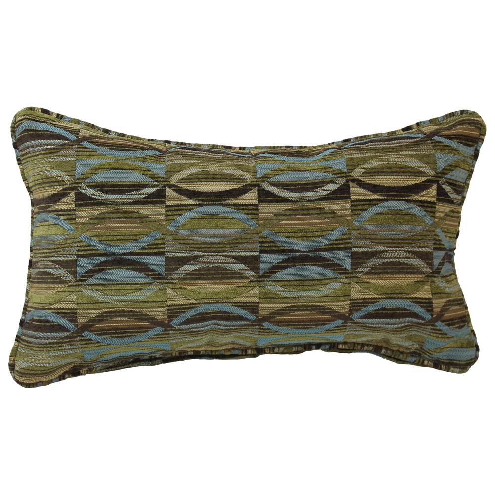 18-inch Double-corded Patterned Jacquard Chenille Rectangular Throw Pillow with Insert, Earthen Waves. Picture 1