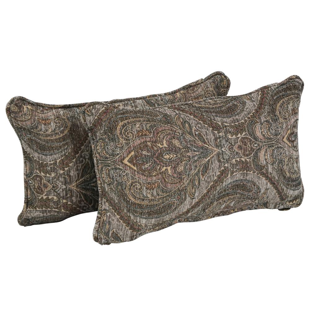 18-inch Double-corded Patterned Jacquard Chenille Rectangular Throw Pillows with Inserts (Set of 2)  9811-CD-S2-JCH-CO-40. Picture 1