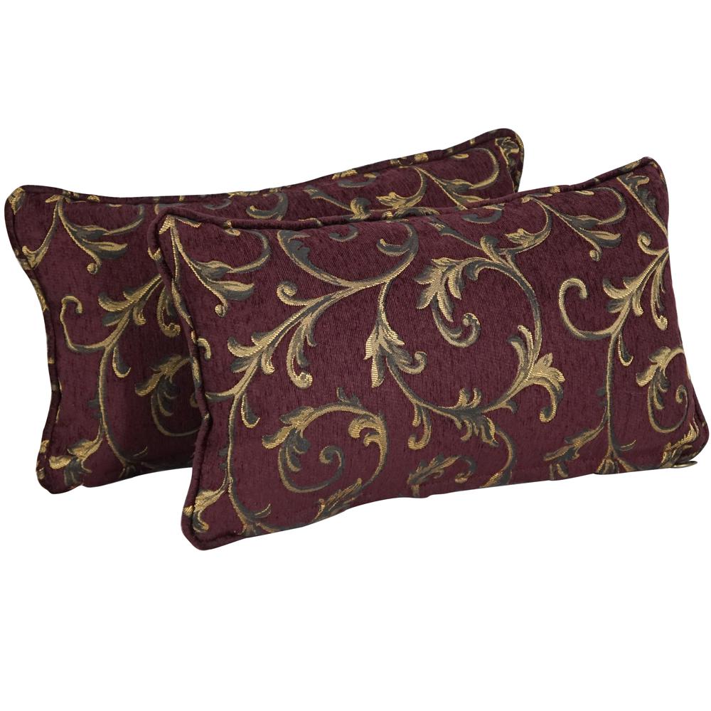 18-inch Double-corded Patterned Jacquard Chenille Rectangular Throw Pillows with Inserts (Set of 2)  9811-CD-S2-JCH-CO-43. Picture 1