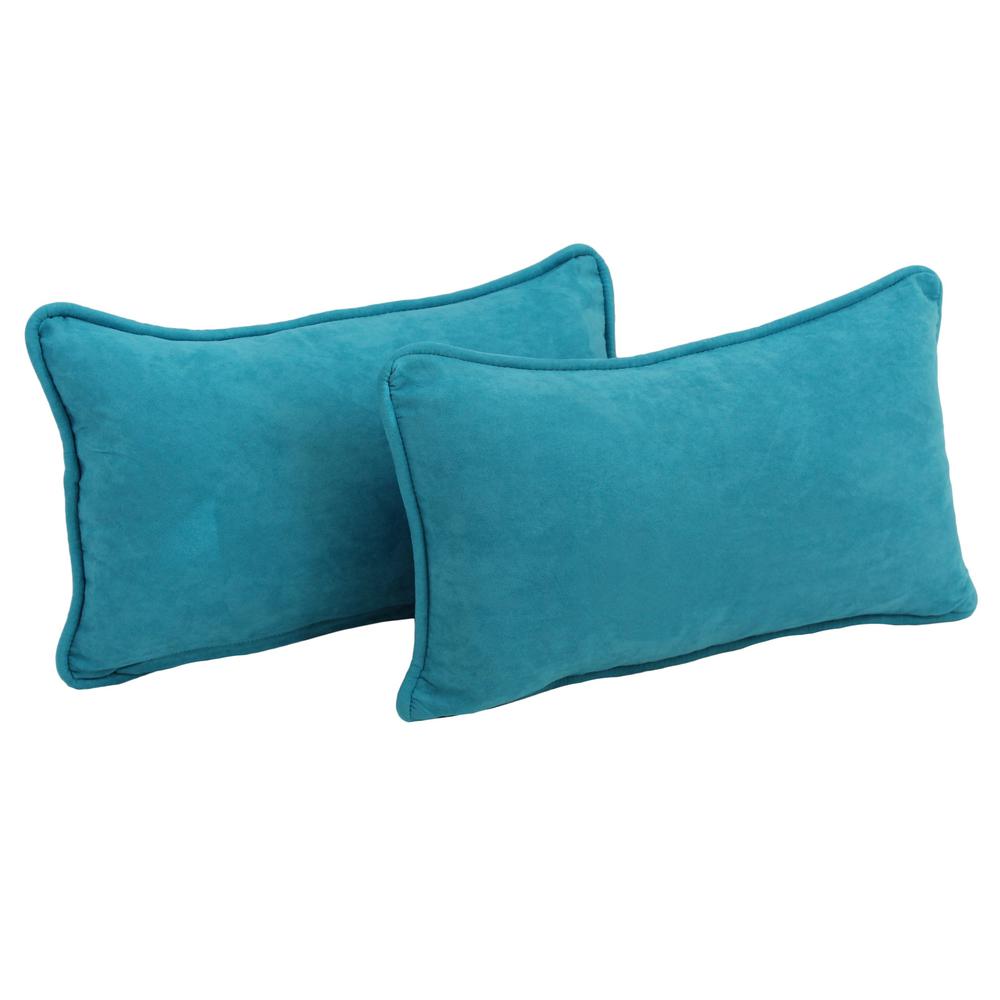 20-inch by 12-inch Double-corded Solid Microsuede Back Support Pillows with Inserts (Set of 2)  9811-CD-S2-MS-AB. Picture 1
