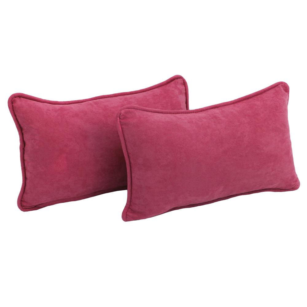 20-inch by 12-inch Double-corded Solid Microsuede Back Support Pillows with Inserts (Set of 2)  9811-CD-S2-MS-BB. Picture 1
