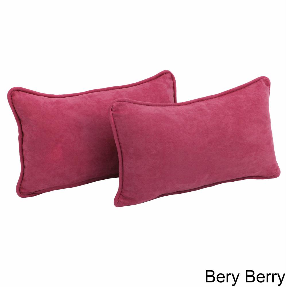 20-inch by 12-inch Double-corded Solid Microsuede Back Support Pillows with Inserts (Set of 2)  9811-CD-S2-MS-BB. Picture 2