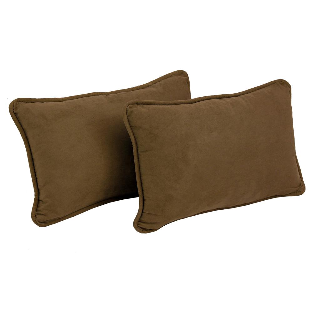 20-inch by 12-inch Double-corded Solid Microsuede Back Support Pillows with Inserts (Set of 2)  9811-CD-S2-MS-CH. Picture 1