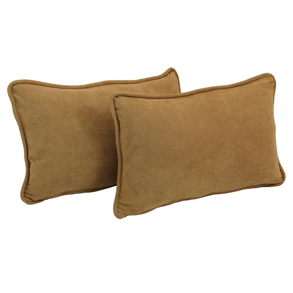 20-inch by 12-inch Double-corded Solid Microsuede Back Support Pillows with Inserts (Set of 2)  9811-CD-S2-MS-CM. Picture 1