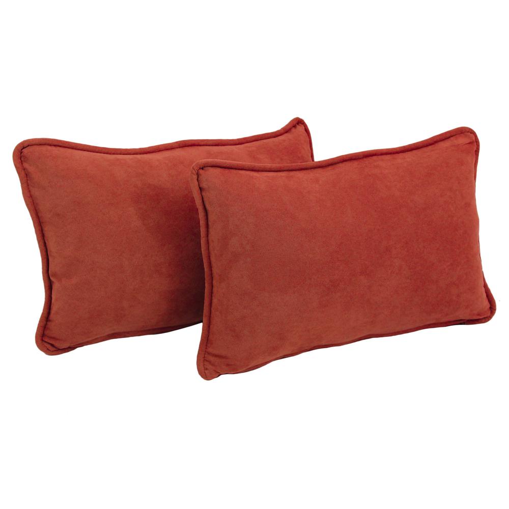 20-inch by 12-inch Double-corded Solid Microsuede Back Support Pillows with Inserts (Set of 2)  9811-CD-S2-MS-CR. Picture 1