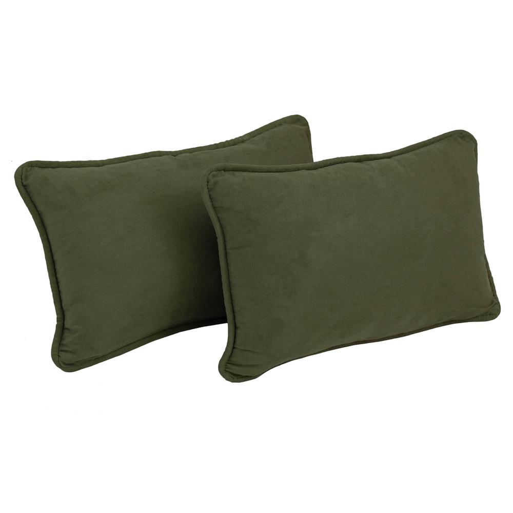 20-inch by 12-inch Double-corded Solid Microsuede Back Support Pillows with Inserts (Set of 2)  9811-CD-S2-MS-HG. Picture 1