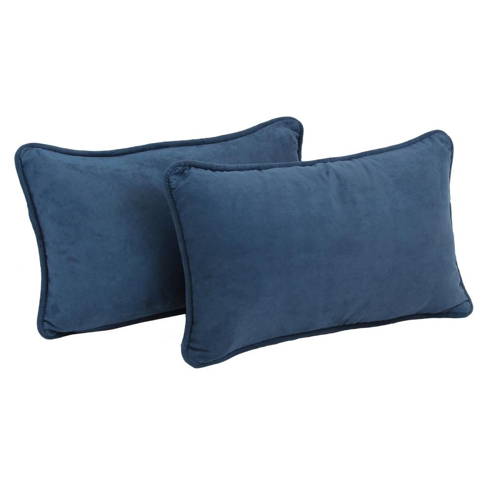 20-inch by 12-inch Double-corded Solid Microsuede Back Support Pillows with Inserts (Set of 2)  9811-CD-S2-MS-IN. Picture 1