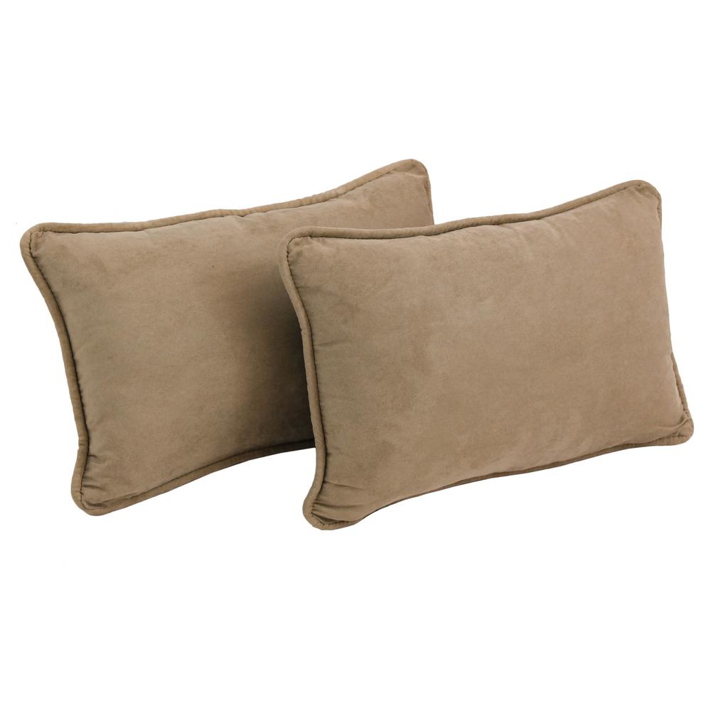 20-inch by 12-inch Double-corded Solid Microsuede Back Support Pillows with Inserts (Set of 2)  9811-CD-S2-MS-JV. Picture 1