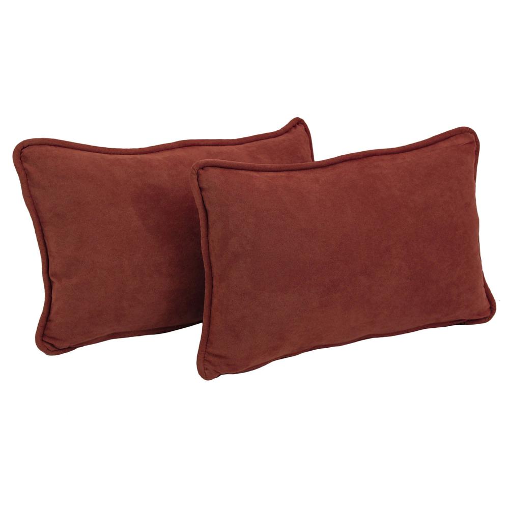 20-inch by 12-inch Double-corded Solid Microsuede Back Support Pillows with Inserts (Set of 2)  9811-CD-S2-MS-RW. Picture 1