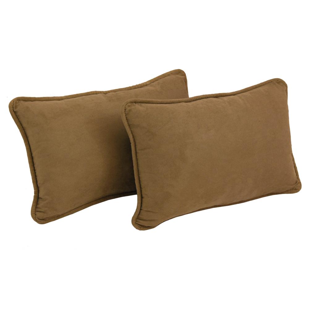 20-inch by 12-inch Double-corded Solid Microsuede Back Support Pillows with Inserts (Set of 2)  9811-CD-S2-MS-SB. Picture 1