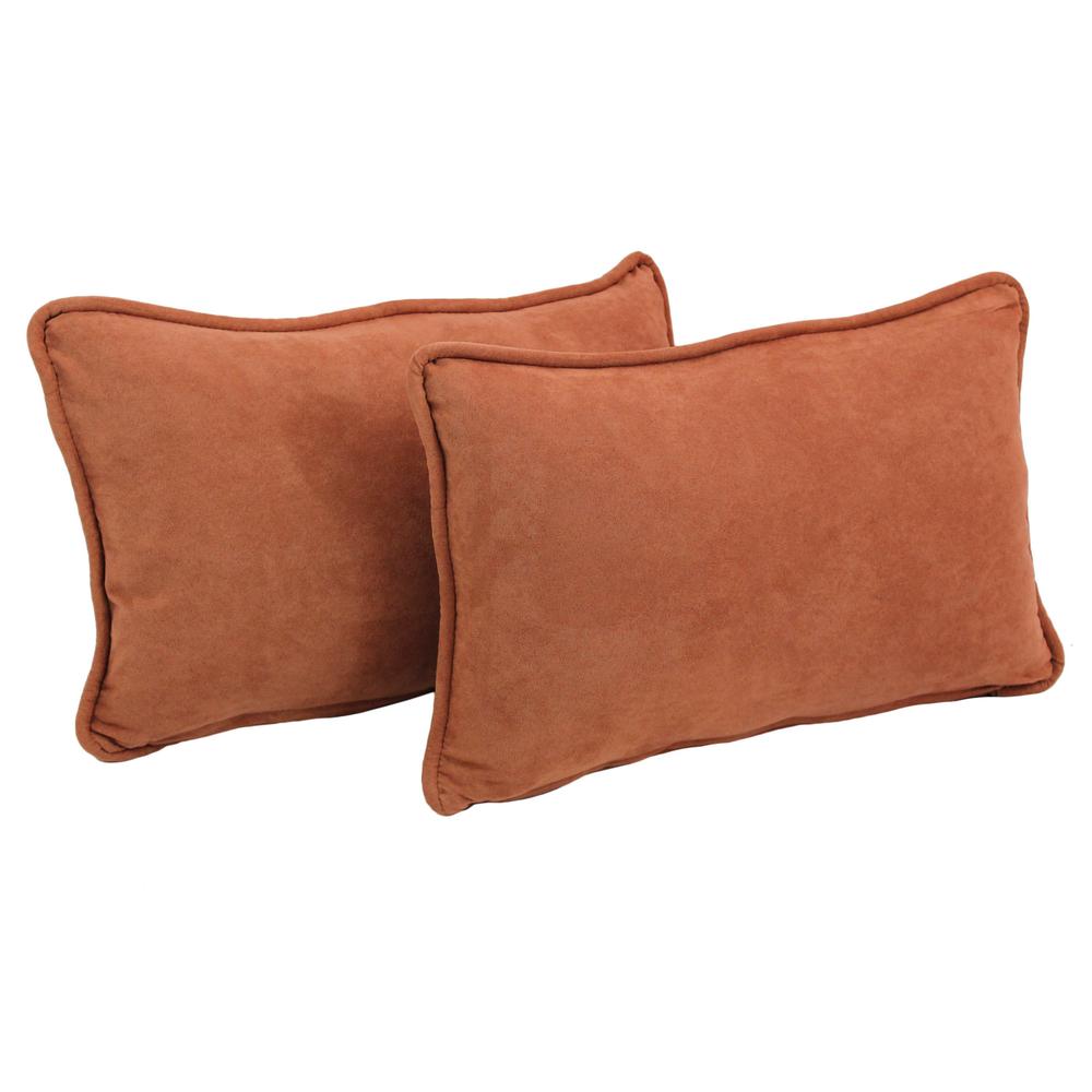 20-inch by 12-inch Double-corded Solid Microsuede Back Support Pillows with Inserts (Set of 2)  9811-CD-S2-MS-SP. Picture 1
