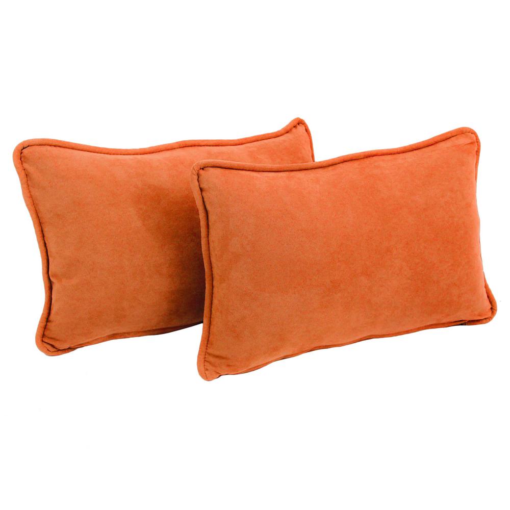 20-inch by 12-inch Double-corded Solid Microsuede Back Support Pillows with Inserts (Set of 2)  9811-CD-S2-MS-TD. Picture 1