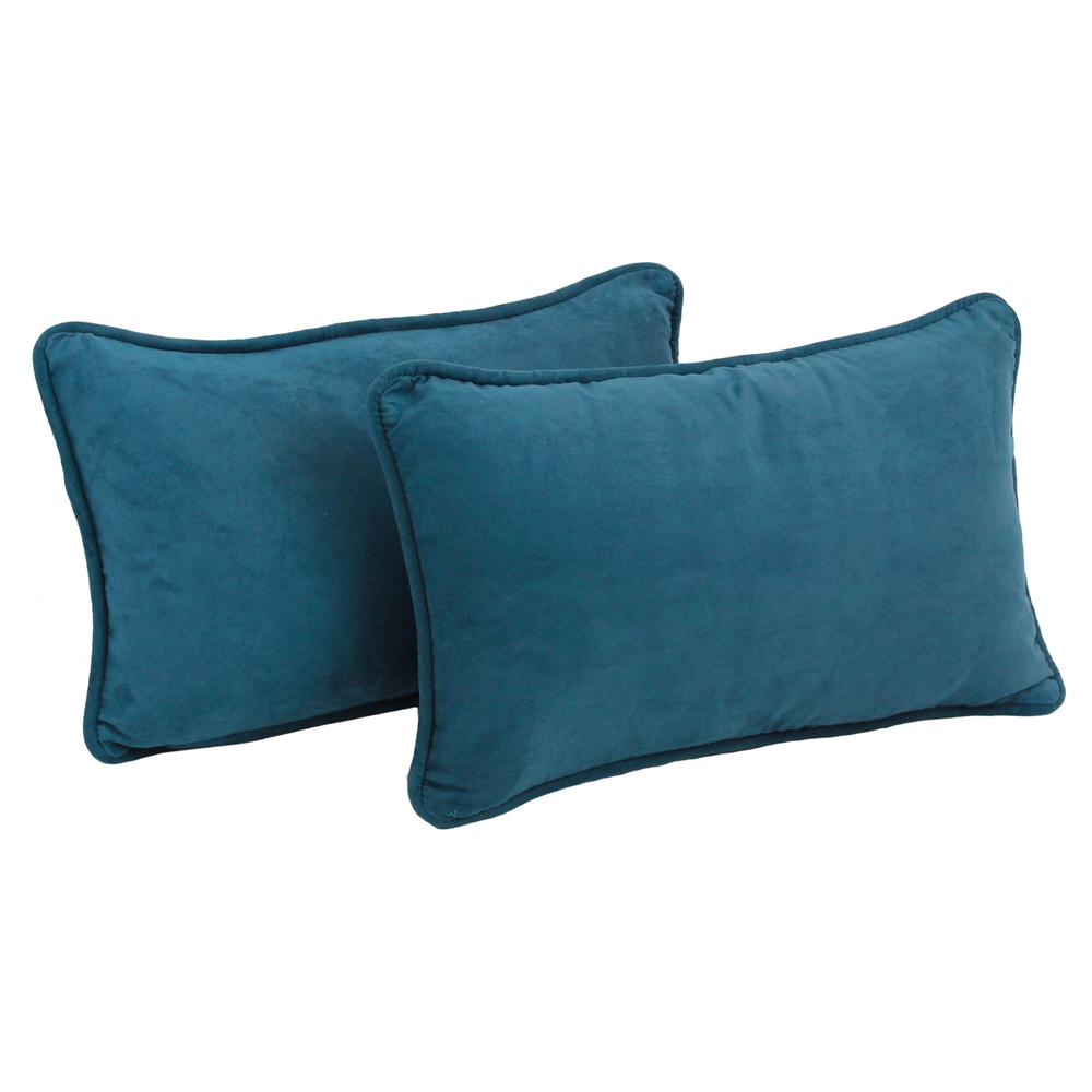 20-inch by 12-inch Double-corded Solid Microsuede Back Support Pillows with Inserts (Set of 2)  9811-CD-S2-MS-TL. Picture 1