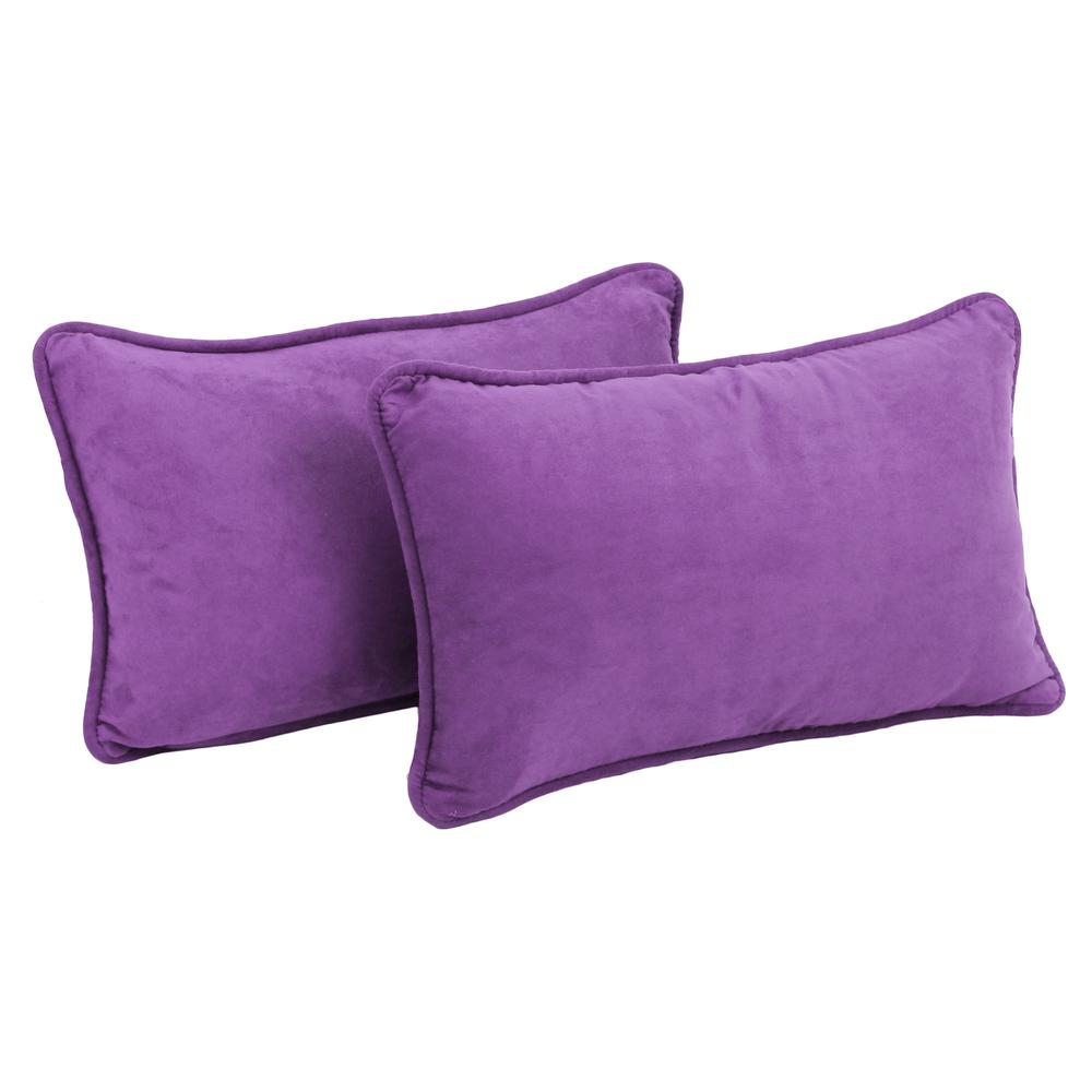 20-inch by 12-inch Double-corded Solid Microsuede Back Support Pillows with Inserts (Set of 2)  9811-CD-S2-MS-UV. Picture 1