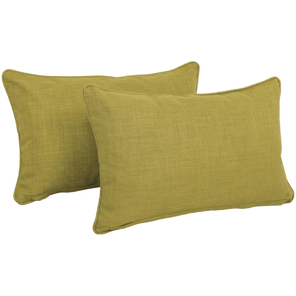 20-inch by 12-inch Double-corded Solid Outdoor Spun Polyester Back Support Pillows with Inserts (Set of 2), Avocado. Picture 1