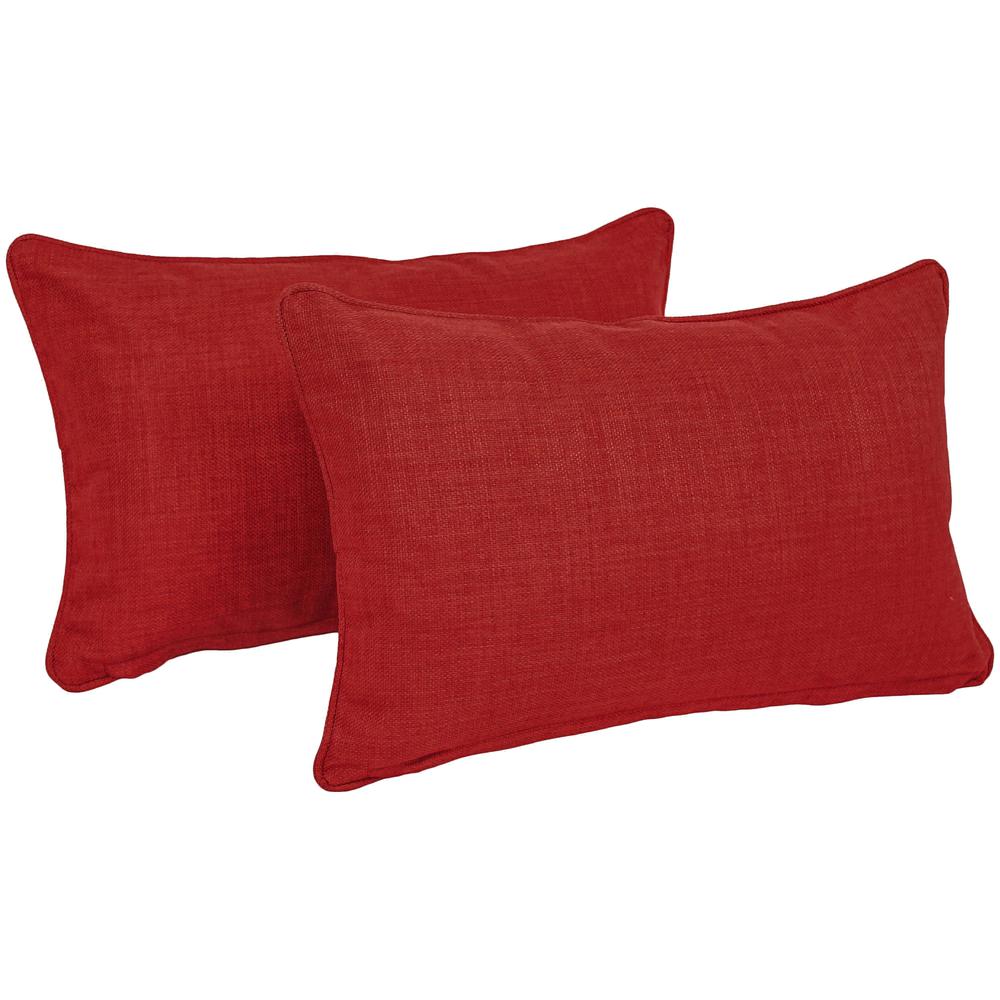 20-inch by 12-inch Double-corded Solid Outdoor Spun Polyester Back Support Pillows with Inserts (Set of 2), Paprika. Picture 1