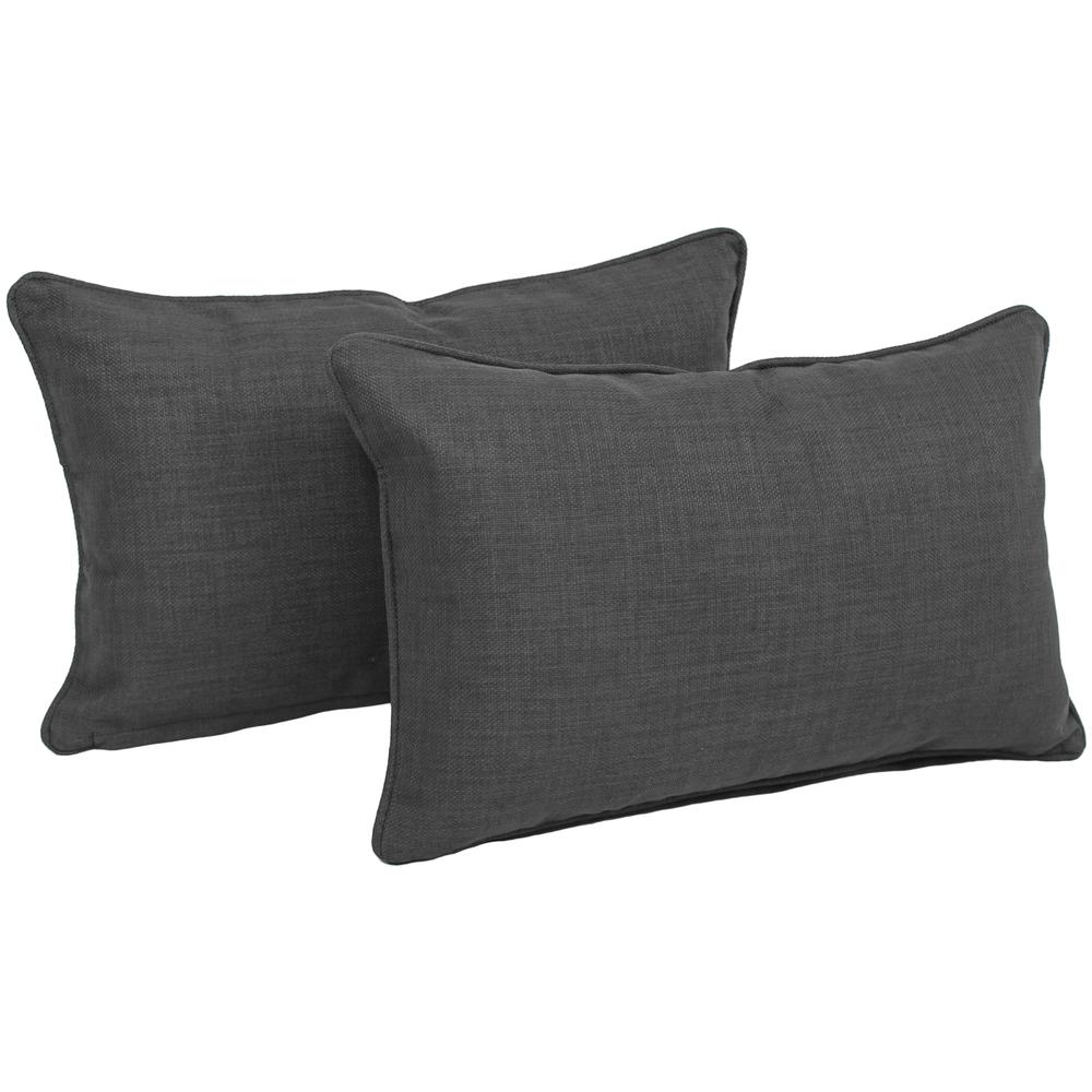 20-inch by 12-inch Double-corded Solid Outdoor Spun Polyester Back Support Pillows with Inserts (Set of 2)  9811-CD-S2-REO-SOL-15. Picture 1