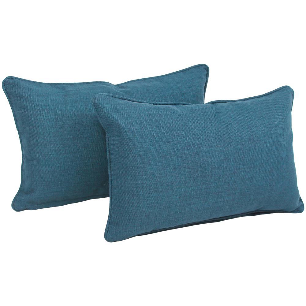 20-inch by 12-inch Double-corded Solid Outdoor Spun Polyester Back Support Pillows with Inserts (Set of 2)  9811-CD-S2-REO-SOL-16. Picture 1