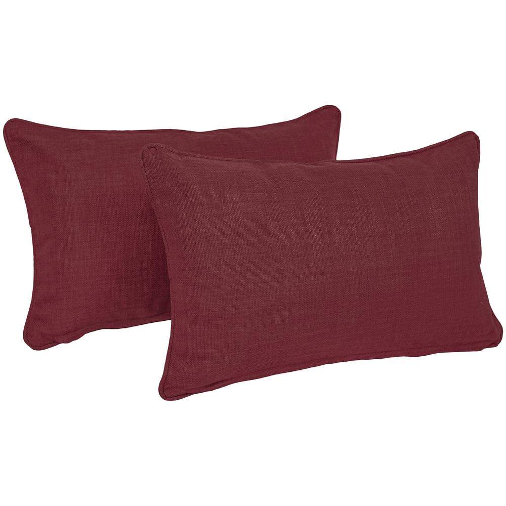 20-inch by 12-inch Double-corded Solid Outdoor Spun Polyester Back Support Pillows with Inserts (Set of 2)  9811-CD-S2-REO-SOL-17. Picture 1