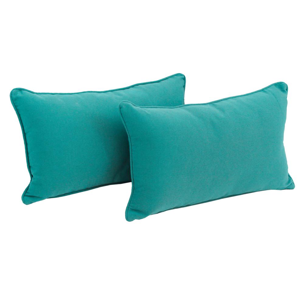 20-inch by 12-inch Double-corded Solid Twill Back Support Pillows with Inserts (Set of 2), Aqua Blue. Picture 1