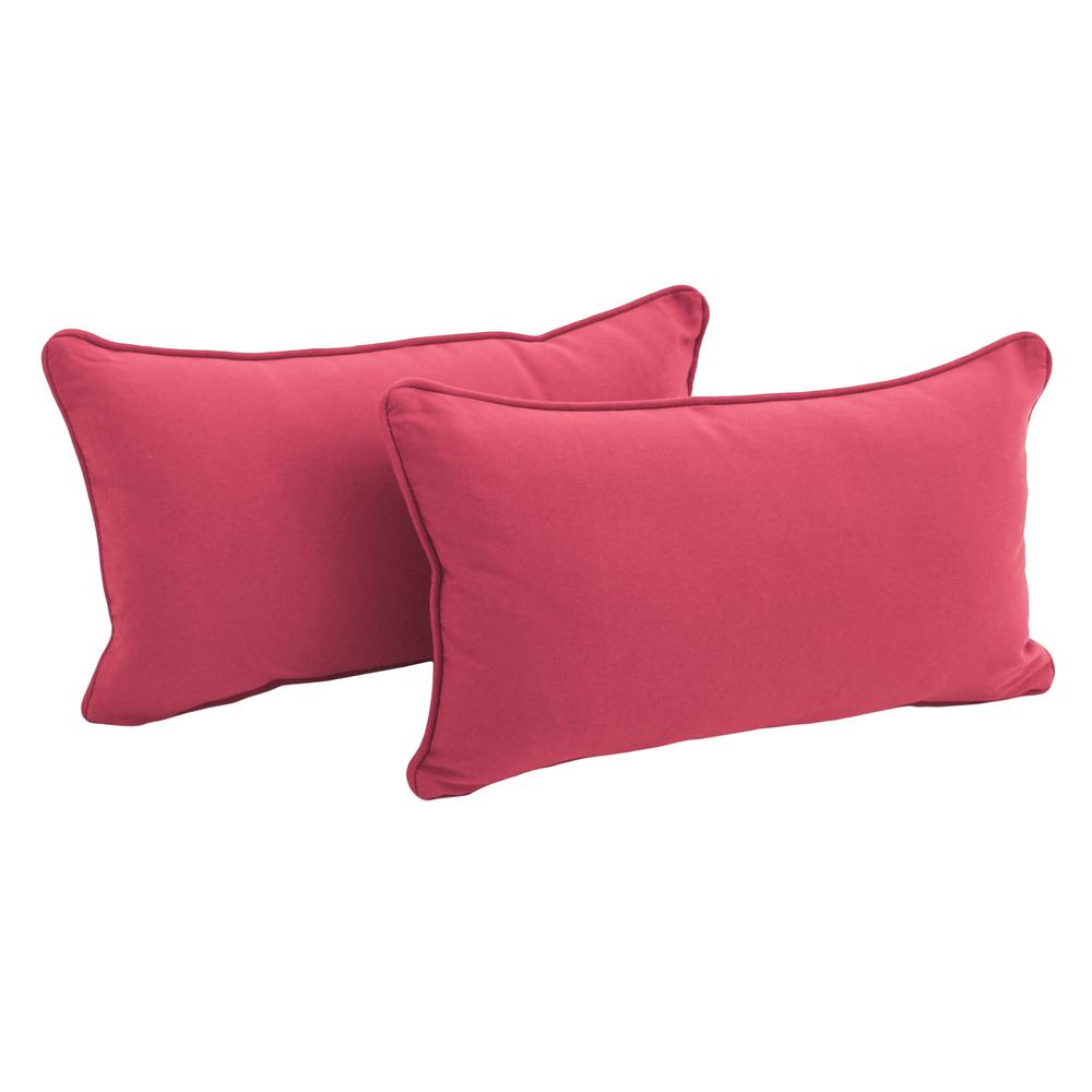 20-inch by 12-inch Double-corded Solid Twill Back Support Pillows with Inserts (Set of 2), Bery Berry. The main picture.