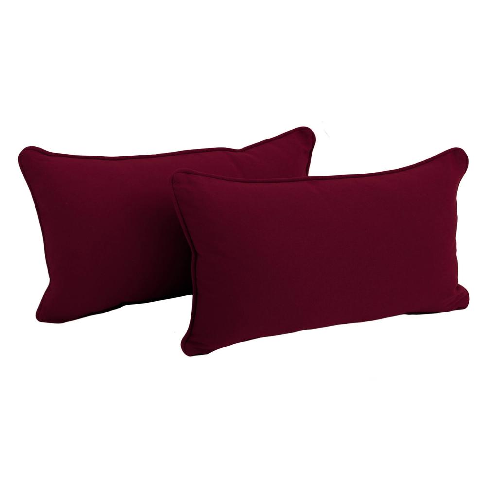 20-inch by 12-inch Double-corded Solid Twill Back Support Pillows with Inserts (Set of 2), Burgundy. Picture 1