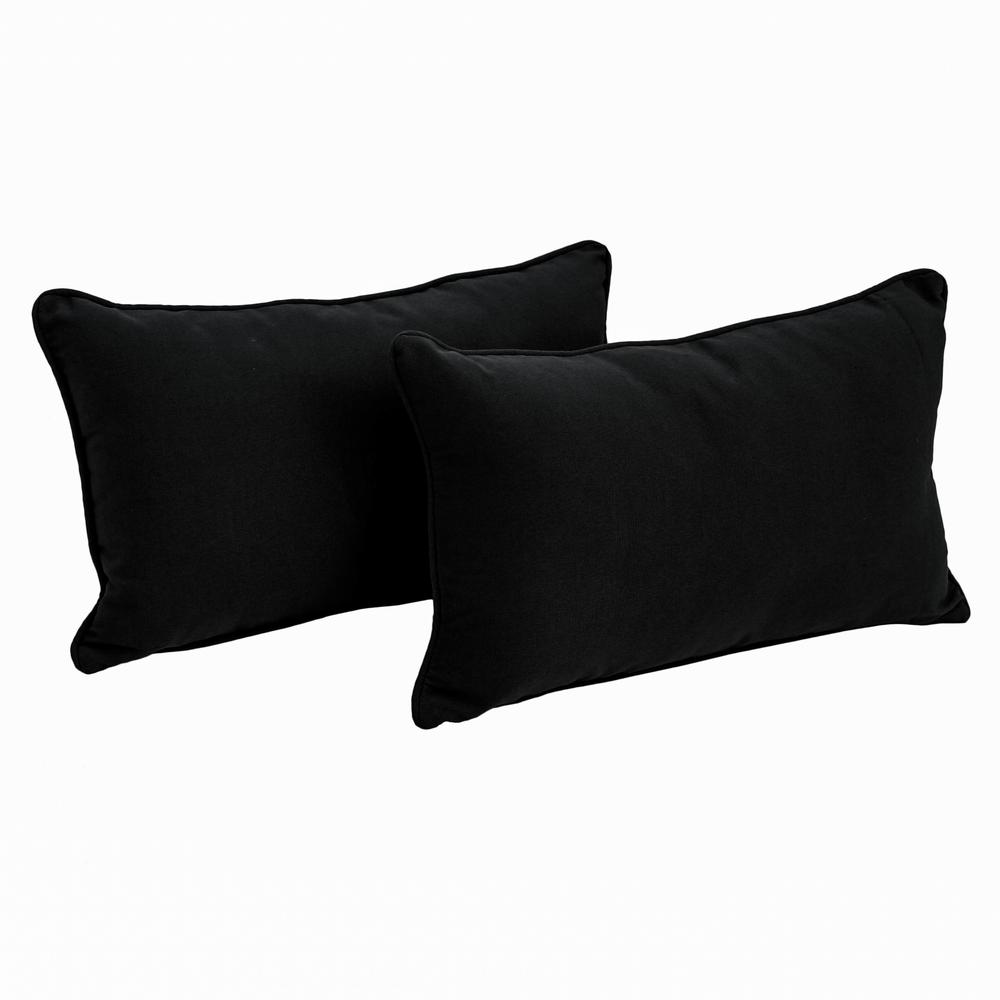20-inch by 12-inch Double-corded Solid Twill Back Support Pillows with Inserts (Set of 2), Black. Picture 1