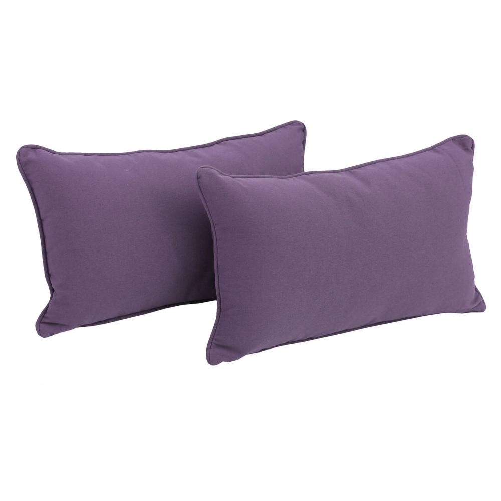 20-inch by 12-inch Double-corded Solid Twill Back Support Pillows with Inserts (Set of 2), Grape. Picture 1