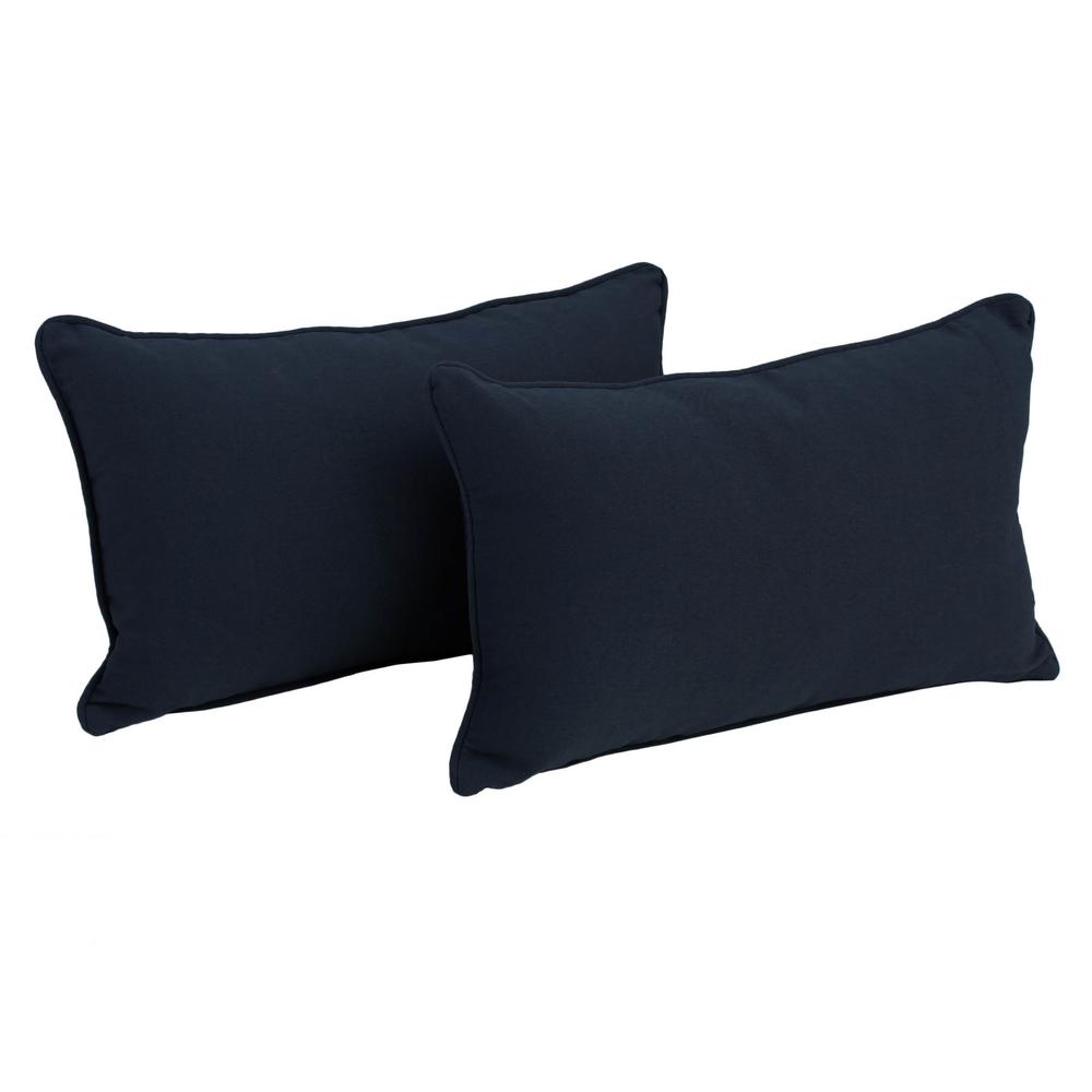 20-inch by 12-inch Double-corded Solid Twill Back Support Pillows with Inserts (Set of 2), Navy. Picture 1